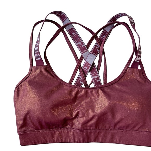 VICTORIA’S SECRET METALLIC MAROON  RACERBACK SPORTS BRA SIZE XS - Picture 13 of 13